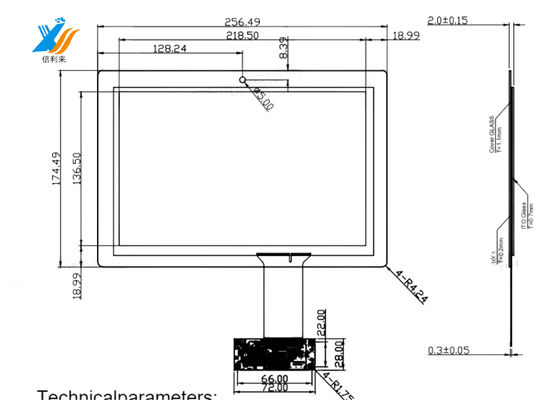 10.1 Inch Proyeksi Kapasitif Panel Sentuh Semua dalam Satu ITO Kaca