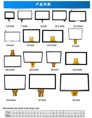 Cerah Tinggi 300 Cd/m2 Kaca Touch Panel Screen dengan Multi Touch dan Resolusi 1980x1280
