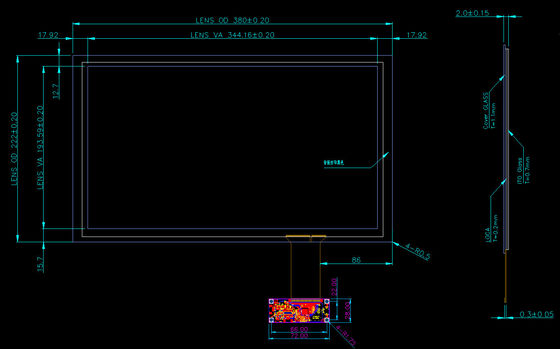 15.6 Inch Capacitive Touch Screen Panel dengan 10 Touch Point 1980*1280 Kaca untuk Aplikasi Medis