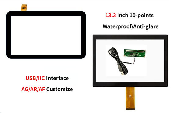 13.3'' Industrial Multi Touch Screen Panel dengan USB dan IIC Interface Struktur G+G